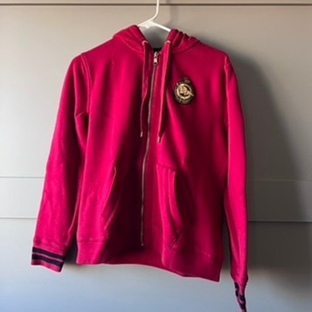 Ralph Lauren Jeans‎ Co. Womens Zip Up Hoodie Jacket Red Crest Medium Y2K VTG